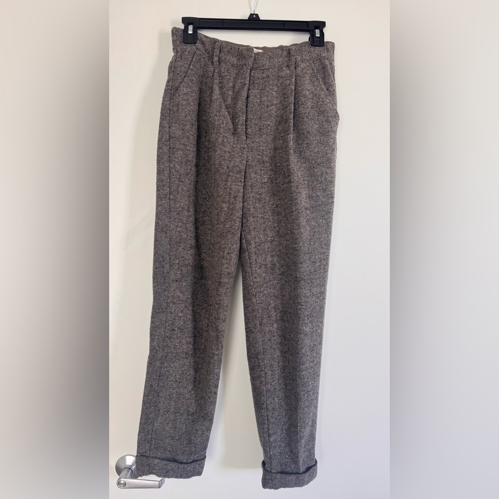 Max Studio brown Gray Tweed Pleated Dress Pants